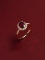 thumb 925 Sterling Silver Cubic Zirconia Red Flower Vintage Band Ring 0