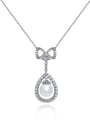 thumb 925 Sterling Silver Imitation Pearl Water Drop Minimalist Necklace 0