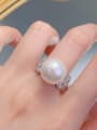 thumb 925 Sterling Silver Cubic Zirconia Crown Luxury Pearl  Band Ring 1