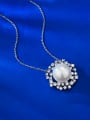 thumb 925 Sterling Silver Imitation Pearl Flower Luxury Necklace 0