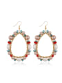 thumb Alloy Freshwater Pearl Round Bohemia Hand-woven  Drop Earring 0