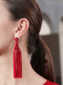 thumb Alloy Cotton Tassel Bohemia Hand-Woven Stud Earring 1