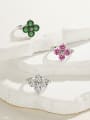 thumb 925 Sterling Silver Cubic Zirconia Clover Dainty Cocktail Ring 1