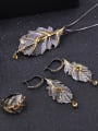 thumb 925 Sterling Silver Natural Stone Leaf Vintage Drop Earring 1
