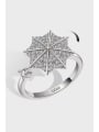 thumb 925 Sterling Silver Cubic Zirconia Rotate Flower Dainty Band Ring 0