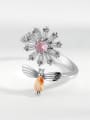 thumb 925 Sterling Silver Cubic Zirconia Flower Minimalist Band Ring 3