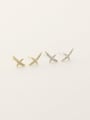 thumb 925 Sterling Silver Cubic Zirconia Cross Minimalist Stud Earring 0