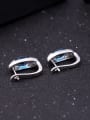 thumb 925 Sterling Silver Swiss Blue Topaz Geometric Luxury Huggie Earring 1