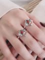 thumb 925 Sterling Silver Carnelian Flower Vintage Band Ring 1