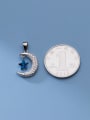 thumb S925 silver electroplating inlaid blue zircon moon pendant 2