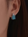 thumb 925 Sterling Silver High Carbon Diamond Blue Geometric Dainty Earring 1