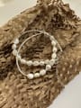 thumb 925 Sterling Silver Freshwater Pearl Dainty Geometric  Bracelet and Necklace Set 3