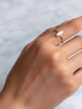 thumb 925 Sterling Silver Opal Geometric Dainty Band Ring 1