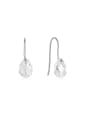thumb 925 Sterling Silver Cubic Zirconia Water Drop Minimalist Hook Earring 2