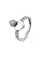 thumb 925 Sterling Silver Crown Heart Vintage Band Ring 0