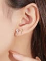 thumb 925 Sterling Silver Cubic Zirconia Irregular Minimalist Single Earring 1