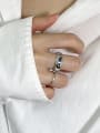 thumb 925 Sterling Silver Cubic Zirconia Heart Vintage Band Ring 1