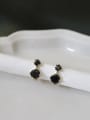 thumb 925 Sterling Silver Cubic Zirconia Black Round Trend Huggie Earring 0