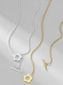 thumb 925 Sterling Silver Flower Minimalist  Bead Chain Necklace 0