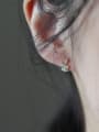 thumb 925 Sterling Silver Cubic Zirconia Leaf Dainty Huggie Earring 1