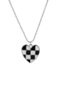 thumb 925 Sterling Silver Enamel Heart Vintage Beaded Chain Necklace 0
