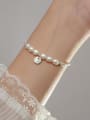 thumb 925 Sterling Silver Imitation Pearl Heart Minimalist Handmade Beaded Bracelet 1