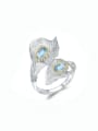 thumb 925 Sterling Silver Swiss Blue Topaz Leaf Artisan Band Ring 0
