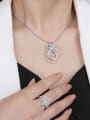 thumb 925 Sterling Silver Cubic Zirconia Hollow  Flower Luxury Necklace 1