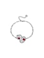 thumb 925 Sterling Silver High Carbon Diamond Red Flower Dainty Link Bracelet 0