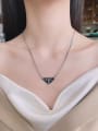thumb 925 Sterling Silver Enamel Triangle Vintage Necklace 1