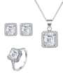 thumb 925 Sterling Silver Cubic Zirconia Minimalist Geometric  Earring Ring and Necklace Set 0