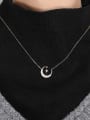 thumb 925 Sterling Silver Cubic Zirconia Moon Minimalist Necklace 1
