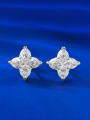 thumb 925 Sterling Silver High Carbon Diamond Flower Luxury Stud Earring 2