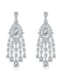 thumb 925 Sterling Silver High Carbon Diamond Tassel Luxury Cluster Earring 0