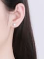 thumb 925 Sterling Silver Moissanite Flower Dainty Stud Earring 1