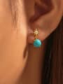 thumb 925 Sterling Silver Turquoise Geometric Ethnic Drop Earring 1