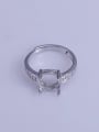 thumb 925 Sterling Silver 18K White Gold Plated Geometric Ring Setting Stone size: 9*9mm 0