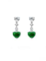 thumb 925 Sterling Silver High Carbon Diamond Heart Luxury Cluster Earring 0