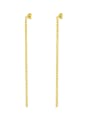 thumb 925 Sterling Silver Cubic Zirconia Tassel Minimalist Threader Earring 0