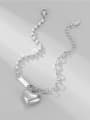 thumb 925 Sterling Silver Heart Minimalist Asymmetric chain  Link Bracelet 0