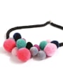 thumb Alloy Cotton Rope  Hairball Geometric Hand-Woven  Bohemia Necklace 1