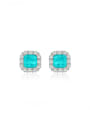 thumb 925 Sterling Silver Cubic Zirconia Square Luxury Stud Earring 0