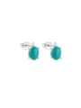 thumb 925 Sterling Silver Turquoise Geometric Vintage Stud Earring 0