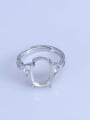 thumb 925 Sterling Silver 18K White Gold Plated Geometric Ring Setting Stone size: 10*14mm 0