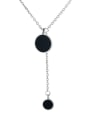 thumb 925 Sterling Silver Enamel Round Vintage Lariat Necklace 0