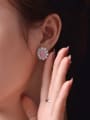 thumb 925 Sterling Silver High Carbon Diamond Pink Flower Dainty Stud Earring 2
