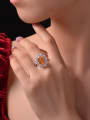 thumb 925 Sterling Silver High Carbon Diamond Orange Geometric Dainty Band Ring 1