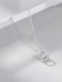 thumb 925 Sterling Silver Cubic Zirconia Minimalist Square Earring and Necklace Set 3