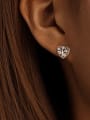 thumb 925 Sterling Silver Natural Stone Heart Vintage Stud Earring 2