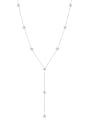 thumb 925 Sterling Silver Cubic Zirconia Tassel Dainty Lariat Necklace 0